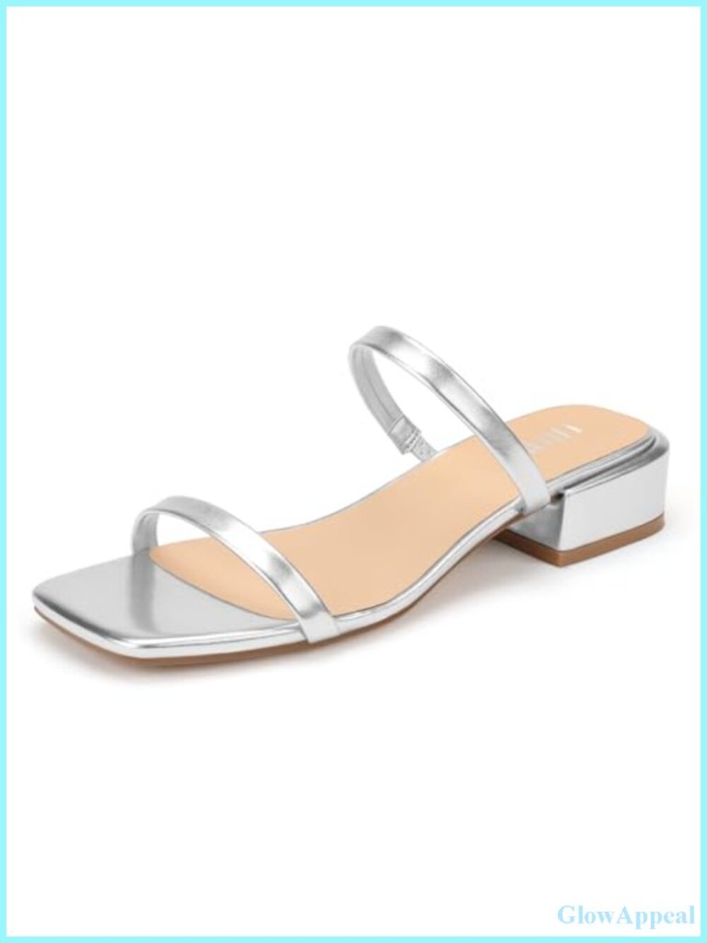 1 Inch Square Open Toe Heeled Sandals Low Chunky Block Heel Mules